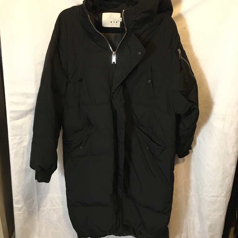 Long black puffer jacket